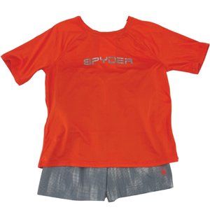 Spyder | Boy's Swim Set | 2 Pieces | Orange & Grey | Size XL (14/16)